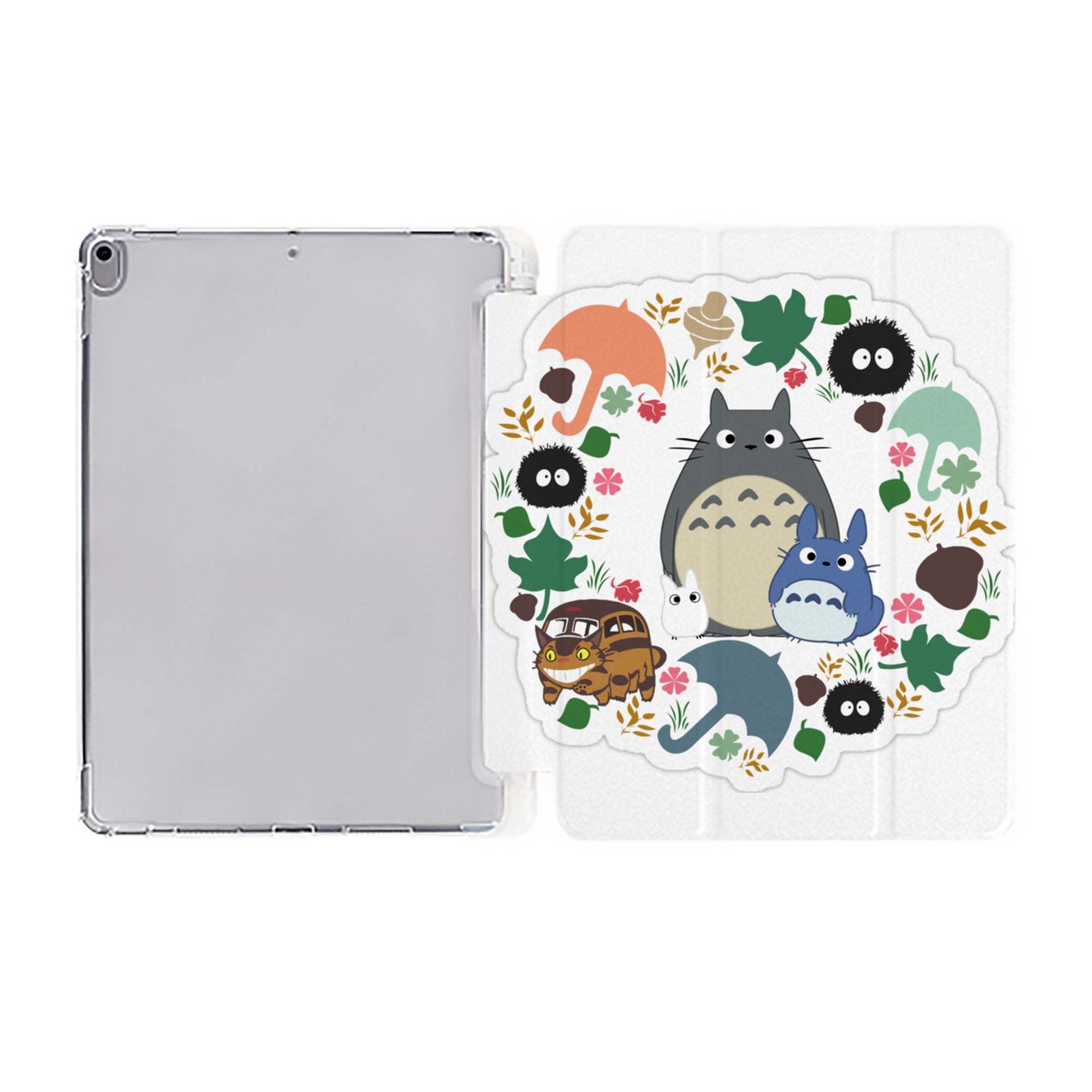 （画像用） となりのトトロ 草壁メイ 草壁サツキ My Neighbor Totoro Satsuki Kusakabe Mei Kusakabe IPad ケース ペン収納付き 三つ折りスタンド PUレザー×シリコン 対応機種9.5/10.5/10.9インチ